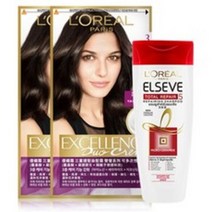 로레알파리 엑셀랑스 듀오크림 염모제 2p + TR5샴푸 170ml, 3 흑갈색, 1세트