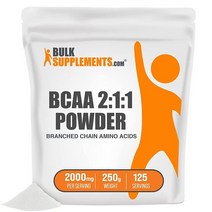 벌크 서플리먼츠 닷컴 BCAA 2 : 1 아미노산 셔플리먼트 파우더 운동 전 헬스 부스터 비건, 2.2파운드 1팩