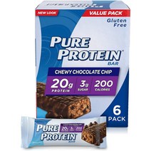 Pure Protein 퓨어프로틴 Bars Chewy 초콜렛맛 칩 20g 1.76 oz 6 Ct
