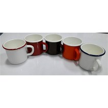 법랑머그컵(에나멜 머그컵), 화이트(블루림), 1개