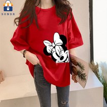 손드르 여성 미키 패턴 빅 사이즈 반팔 티셔츠(M-3XL)
