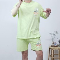 반즈하우스 남자 오버핏 낙서 페인팅 포인트 반팔 반바지 트레이닝복 세트