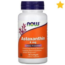 Now Foods - Astaxanthin 나우푸드 아스타잔틴 셀룰러 프로텍션 4mg 90정, 기본, 1개