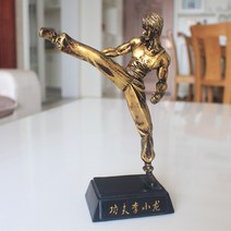 JINGHENG 자아 다듬기 조소 보디빌딩 경기 각인 트로피 헬스장 엔틱한디자인 근육 남자 기념품, 다크그레이브론즈이소룡, 1개
