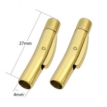 비즈공예 원석 10pcs 스테인레스 스틸 총검 버클 2mm 8mm 구멍 푸시 잠금 레이스 가죽 코드 걸쇠 DIY 팔찌, 07 smooth gold4mm