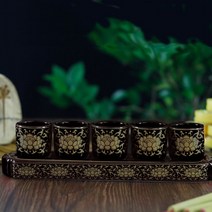 LED천수관음 불상 조명 집들이 개업 선물 관세음보살제단 컵 3 개 세트/제단 5 세트 세라믹 성수 제물 컵, 11 5 cups with  base