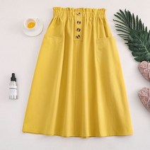 WZC 여름 여성 스커트 A라인 플레어 무지 허리밴딩 포켓 베이직 8가지 컬러