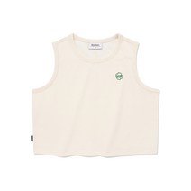 커버낫 여성 우먼 크롭 클로버하트 슬리브리스 에크루