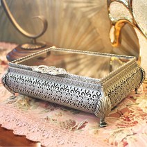 국산 엔틱 사각 보석함 - 악세사리 보관함 진열대 수납함 반지 귀걸이, 주석