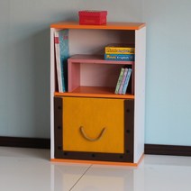 양지가구 공간박스2단 책장 책장 책꽂이 수납장 교구장 정리함 공간박스 양지책장 어린이집 유치원 공간정리 틈새장 3단책장 원목책꽂이 삼나무 조립형 전면책장, 백색+오렌지, 2단