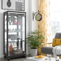 모던탑21 이지-프리미엄 600-4단 유리장식장 거실진열장, 웬지
