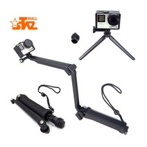 Stazmall 고프로3WAY 마운트 3방향 셀카봉 호환 그립 연장암 삼각대, 블랙, 1