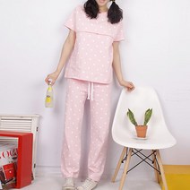 마더라이크 J.반팔)땡땡이수유세트- 빅사이즈 수유복 임부복 홈웨어 세트