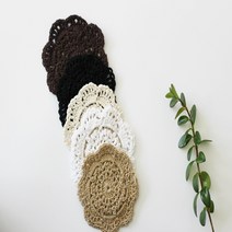 베이지계열 핸드메이드 뜨개도일리 티코스터 10cm, 화이트