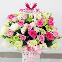 엔젤스플라워 꽃배달서비스 마음을 전하는 꽃바구니 생화 꽃상자 케이크, F11_달콤한연인 일반형, 1개