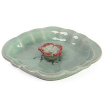 청자 접시 향꽂이세트-국화