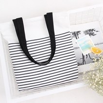 DYNN 린넨 지퍼 에코백 스트라이프