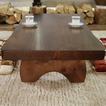 가연 아치 통원목좌탁 거실 밥상 탁자, 엔틱브라운1500