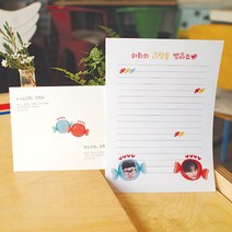 후아미 캔디커플 제작 편지지 세트 15cm x 21cm, 화이트(편지지 6매 + 편지봉투 3매), 9매