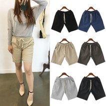 허리밴딩 여자 린넨바지 5부 마반바지 (6 color)