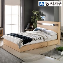 동서가구 레몬 LED조명 1단 퀸침대 (양면매트리스 포함) DF907746-2, 메이플그레이 콤비