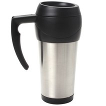써모스 써모카페 트래블 머그컵 스테인리스 스틸, Stainless Steel+Black, 473ml