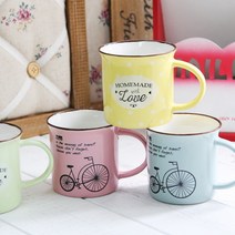 베스트데코 러브앤자전거머그 4P세트 머그잔 커피잔 찻잔, 러브앤자전거머그 4P세트(대)
