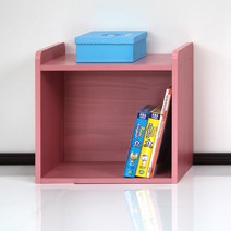 양지가구 공간수납박스1단 수납박스 정리선반 진열장 틈새책장 책꽂이 공간정리 파스텔색 소품정리 책정리 동화책, 진달래