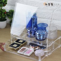 성림아크릴 DIY 뚜껑있는 아크릴 화장품 정리대 화장대 정리함 투명 보관함, 1개, M_서랍1단형