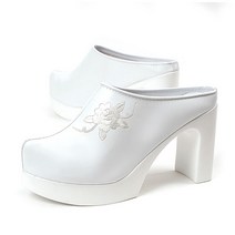 에스큐에스샵 꽃자수 한복슬리퍼 꽃신 결혼식신발 웨딩슈즈 통굽슬리퍼 결혼식 폐백 - 백힐