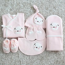 콩닥콩닥 강아지 와펜 배냇저고리(핑크) 실+바늘+시침핀 사은품, 90% 배냇저고리