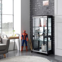 모던탑21 캐슬 700-4단 유리장식장 진열장 [가죽문양] 장식장, 블랙