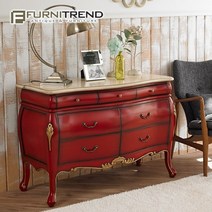 퍼니트랜드 엔틱가구 루나 레드 7D 서랍장, 단품