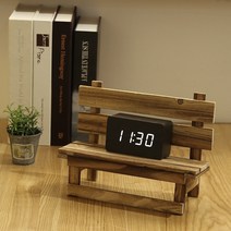지우 디지털 탁상시계 무소음 우드스타일 중size, 블랙