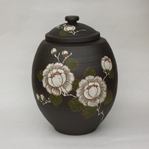 [여주도기] 옹기둥근목단 쌀항아리 20kg, 1개