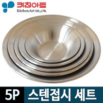 키친아트 원형 스텐접시세트 5P, 키친아트 스텐원형접시5p세트