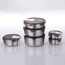 metal 스텐 반찬통 밀폐용기 찬통 김치통 찬기 원형 1P, 800ml