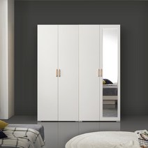 케이컴퍼니 이음1600장롱세트DM(옷장+거울이불장) 장롱세트, 화이트