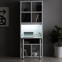 아씨방 아씨방가구 심플 80cm 5단 USB+LED램프 책상, 화이트