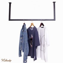 코코디피 옷가게용 주문제작 천장 벽면 부착 파이프 행거 천정 고정 헹거 옷걸이 봉, 25각 + 가로 100cm와 폭 40cm + 금색, 1개
