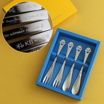인스푼 티스푼포크 돌답례품 티스푼세트, 스마일 4P (포크2+티스푼2), 인쇄 / 포장 (빨강도트)