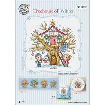 조이십자수 소다 십자수도안 큰도안 쿠션도안 시계도안, Treehouse of Winter [소다-3237] 도안, 1개