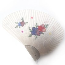 꽃누르미 조가비부채 누름꽃 부채만들기 체험패키지 압화 참여수업, 중(수국꽃)_마감지접착한지