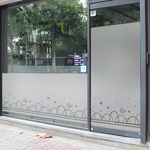 제제데코 창문시트지 컷팅 안개시트지 유리창시트지 모음 시트지, 플로리나비와울타리01