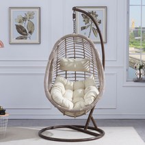 수오 소담 1인용 흔들 라탄 그네의자, 아이보리