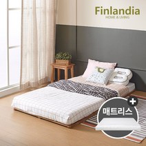 핀란디아 베네 원목깔판 SS침대+코튼 매트리스, 오크