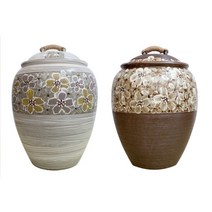 끈손잡이 쌀항아리 (20kg) 잡곡항아리 도자기 쌀독, 황토색
