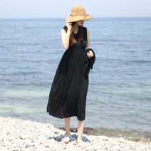 터치라인 샤샤 주름 민소매 플리츠 여름 롱원피스