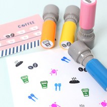 두루디자인 베이직 꼬마 쿠폰 스탬프, 블루(자체로고 수정), 잉크 분홍