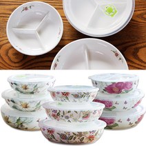 베스트데코 플라워 밀폐 3칸 나눔찬통 세칸찬통 반찬통 찬통, 플라워찬통_민튼대